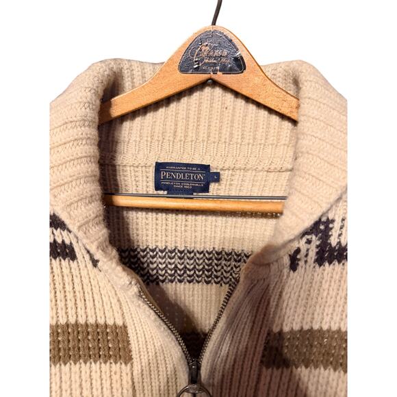 Pendleton Wool Zip Cardigan Mens L Western Southwest Vintage Sweater - Picture 5 of 7